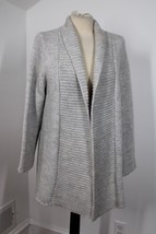 J Jill PM Gray Knit Alpaca Blend Open Front Chunky Tunic Cardigan Sweater - £29.81 GBP