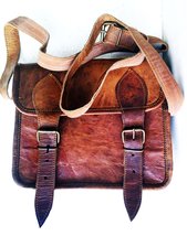 9&quot; small Leather messenger bag shoulder bag cross body vintage messenger bag for - £35.96 GBP