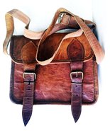 9&quot; small Leather messenger bag shoulder bag cross body vintage messenger... - £33.61 GBP