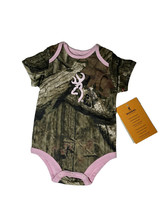 Browning Mossy Oak Pink Camo One Piece Infant Girl Sz 6 Months Deer Hunting Dad - £10.37 GBP