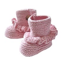 Baby Handmade Crochet Shoes Knit Winter Sock Boot Keepsake Gift 11CM Pink