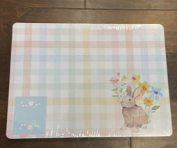 Set of 4 Easter Bunny Rabbit Plaid Colorful cork Placemats New 16”x12” Pastel - £26.50 GBP