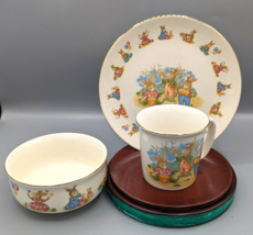 Vintage Easter Porcelain Child&#39;s 3 Pc Dish Set Pottery Made In Japan 199... - $23.63