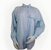 Vtg Henry Grethel Toile Print Top Womens 14 Blue Floral Cotton Button Up... - $15.34