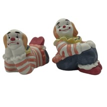 Clown Ceramic Shaker Set Salt and Pepper Shakers China Happy Sad 2.75&quot; Length - £7.91 GBP