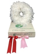 Vintage Indoor/Outdoor Christmas Feather Wreath W/  Box &amp; 2 Bows - $654.75 MXN