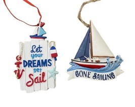 Midwest-CBK Nautical Let Your Dreams set Sail &amp; Gone Sailing Ornaments Set of 2 - $12.06