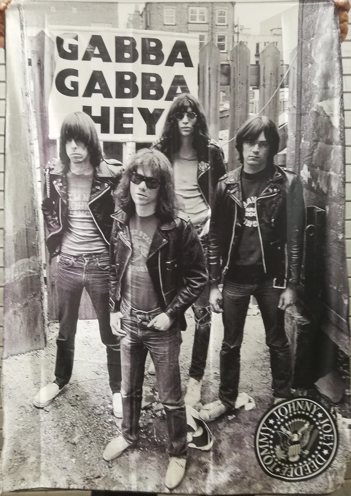 RAMONES Gabba Gabba Hey B&amp;W Photo FLAG CLOTH POSTER BANNER CD Punk - $20.00