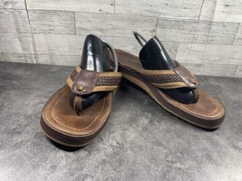 Tommy Bahama Anchor Away Flip Flops Thong Sandals Men 11M Shoes Brown Le... - $524.26 MXN