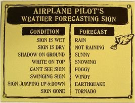 Airplane Pilot&#39;s Weather Forecast Vintage Aviation Porcelain Metal Sign - $40.00