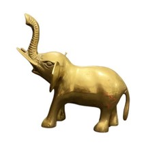 Vintage Elephant Solid Brass Figurine Statue Raised Trunk Up Good Luck - £37.99 GBP