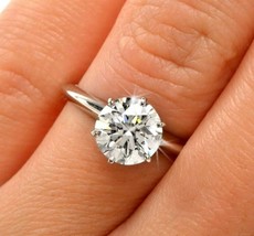 Solid 14k White Gold 2.50Ct Round Cut Simulated Diamond Engagement Ring Size 5 - £210.99 GBP