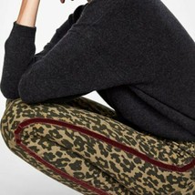 Zara Woman Skinny Animal Print Jeans Red Velvet Tuxedo Stripe Trim Sz 36 4 - £45.54 GBP