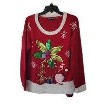 United States Christmas Holiday Pullover Knit Ugly Sweater ~ Sz L ~ Red &amp; White - £25.08 GBP