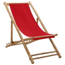 Deck Chair Bamboo and Canvas Red - £37.92 GBP