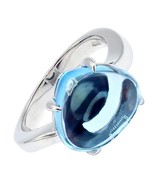 Authentic! Bulgari 18k Whtie Gold Mediterranean Eden Blue Topaz Ring Size 6 - $2,250.00