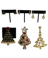 Christmas Tree Earrings Gold Multicolor Crystals Bundle Lot of 3 Pairs Stud - $23.55 CAD