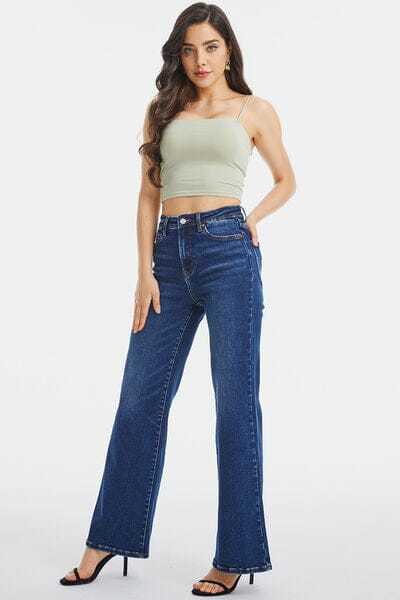 Primary image for BAYEAS Blue High Waist Cat's Whisker Wide Leg Jeans