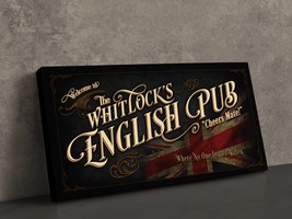Personalized Canvas English Pub Sign | English Pub Sign on Canvas | Family Bar S - $50.69