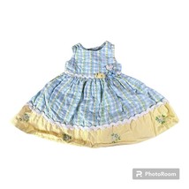 Blueberi Boulevard Baby Girl&#39;s Blue and Yellow Gingham Dress - Size 12 Months - £8.50 GBP