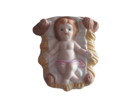 Ceramic Nativity Baby Jesus in Manger ~2&quot;x3.25&quot;x3&quot; Replacement Figure Part - £10.20 GBP