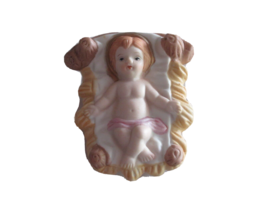 Ceramic Nativity Baby Jesus in Manger ~2&quot;x3.25&quot;x3&quot; Replacement Figure Part - $12.99