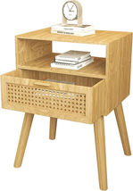 Stylish Nightstand with Rattan Door - £46.32 GBP