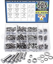 Assortment Of 525 Pieces Of Stainless Steel Hex Head Cap, And Flat Washers. - £27.64 GBP