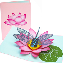 Blue Dragonfly and Lotus 3D Pop up Card - Mother&#39;S Day, Valentine&#39;S Day, Birthda - £24.28 GBP