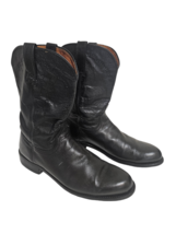 Lucchese Lonestar Calf Round Toe Roper Boots Black 10.5 D Reinforced Straps - £84.09 GBP