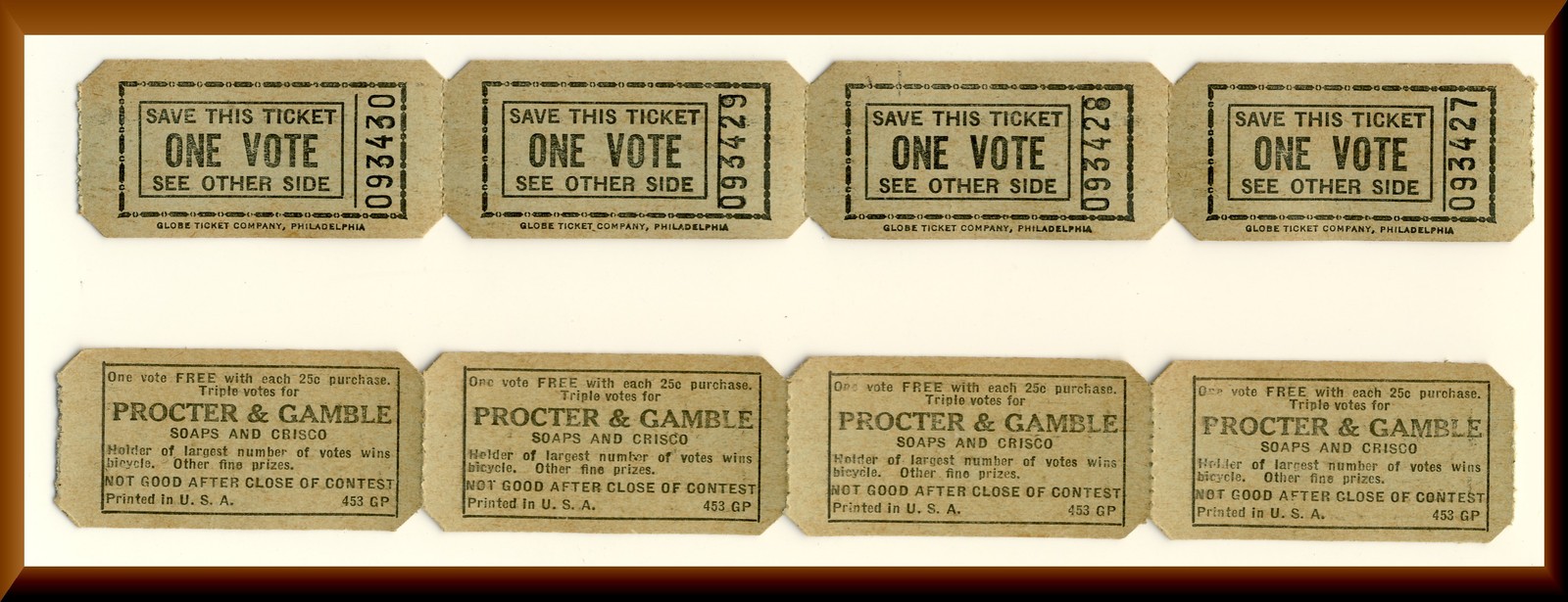 Vintage Procter & Gamble Promotion Tickets, Soaps & Crisco, Bike Raffle, '50's? - £4.00 GBP