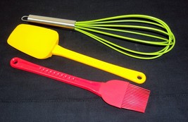 Silicone Kitchen 3-Piece Utensil Set ~ Wire Whisk, Spatula, and Basting ... - £14.06 GBP