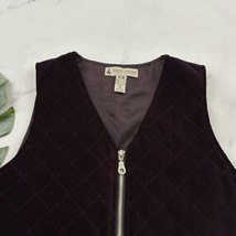 Marsh Landing Womens Vintage Quilted Vest Size M Burgundy Purple Zip Up 90s - $29.69