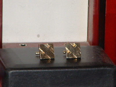 Men’s Retro Square 3-D Etched Design Pre-Owned Gold Tone Cufflinks - $6.00