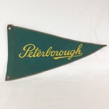 Vintage 1940&#39;s Peterborough Rare Canvas PENNANT  15&quot; Green &amp; Yellow Tayl... - $18.80