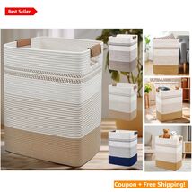 Multi-Functional 85L Jute Laundry Basket with Leather Handles for Modern... - $72.22