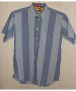 BOYS TOMMY HILFIGER BLUE &amp; WHITE PLAID &amp; STRIPE SHIRT   SIZE XL - $355.74 MXN