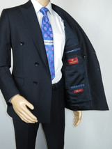 Men Suit BERLUSCONI Turkey Italian Wool 180's Double Breasted UGS94-12 Navy image 6