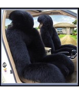 Fluffy Thick Black Luxury Australian Lambskin Woolen Fur Seat Cover Prot... - £217.68 GBP
