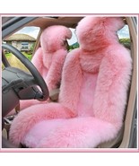 Fluffy Posh Pink Luxury Australian Lambskin Woolen Fur Seat Cover Protectors - £218.24 GBP