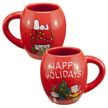 Peanuts Snoopy and Charlie Brown Happy Holidays 18 ounce Oval Ceramic Mug, NEW - £9.12 GBP