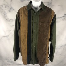 Clearwater Outfitters Brown Green Suede Button Down Long Sleeve Shirt Me... - $355.22 MXN
