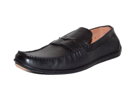 Saks Fifth Avenue Men&#39;s Light Black Dots Loafers Leather Shoes Size 12 - £73.71 GBP