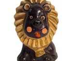 Vintage Handpainted Sitting Male Lion Ceramic Figurine Mini Piggy Bank - £11.60 GBP