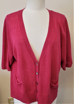 Eileen Fisher 100% Linen Button Down Top Sz-L Grenadine Red - $49.97