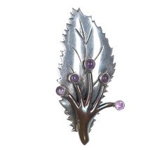 Antonio Pineda (1919-2009) Taxco Modernist Sterling amethyst leaf pin - £731.58 GBP