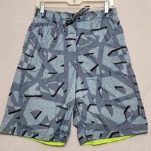 Nike Men&#39;s Swim Trunks Size M Medium Blue Black Gray Geometric Polyester - £18.31 GBP