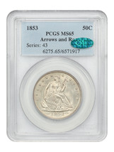 1853 50C PCGS/CAC MS65 (Arrows and Rays) - $28,008.75