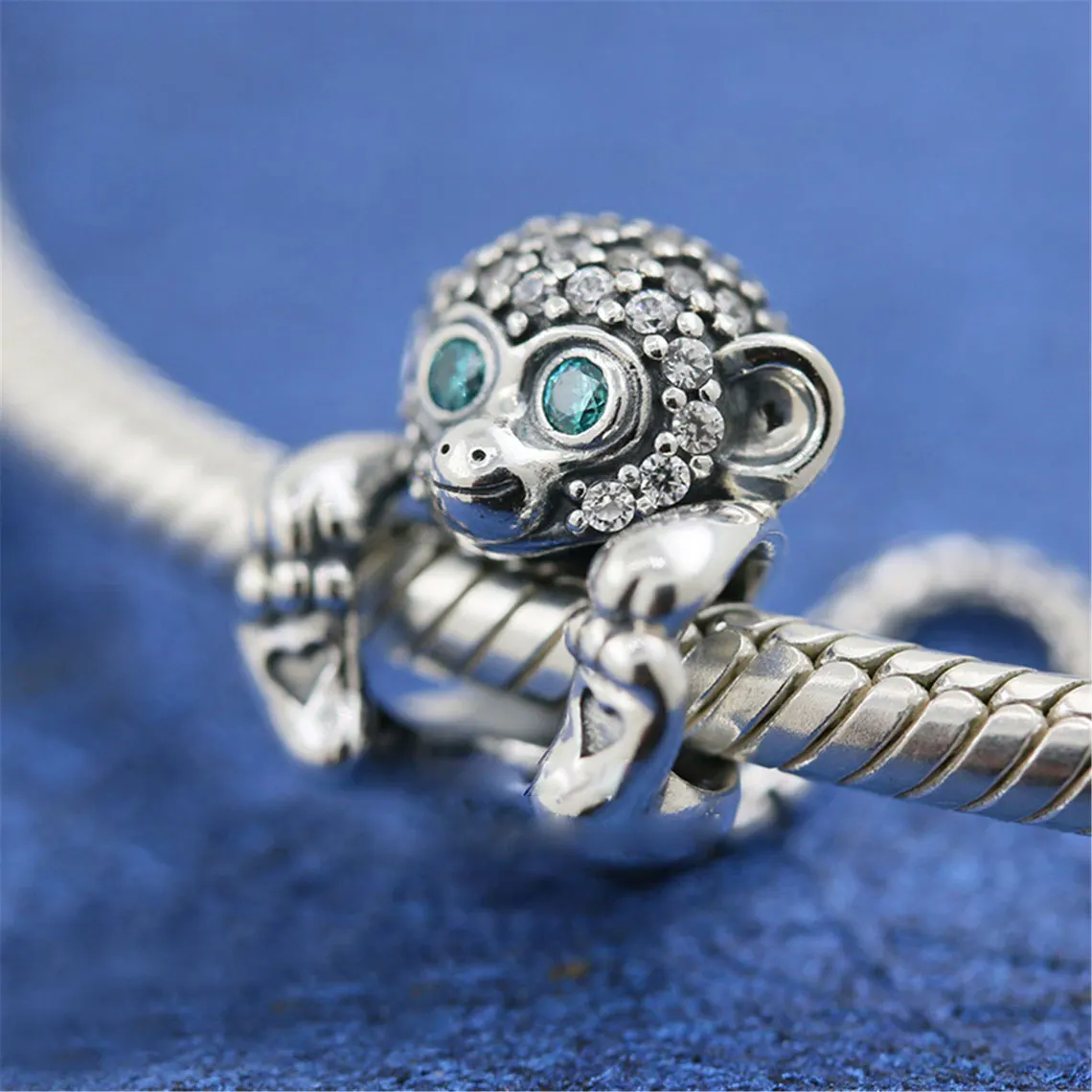 2019 Release Sterling Silver Sparkling Monkey Dangle Charm Fit Moments Bracelet - £14.06 GBP