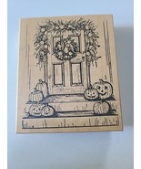 NORTHWOODS Rubber Stamp Door Autumn Pumpkins Corn Fall Decor Harvest Fro... - $23.23 CAD